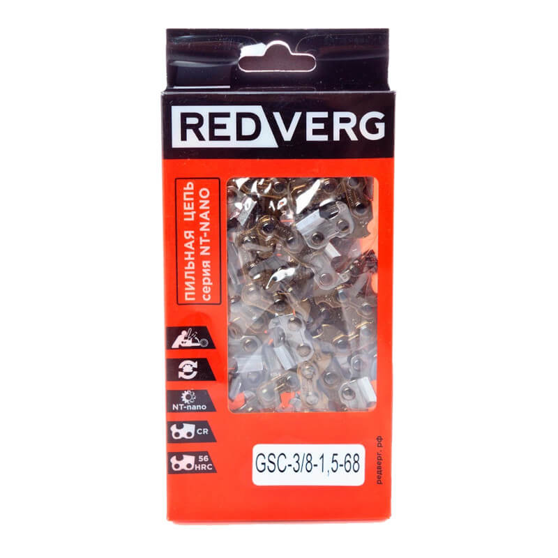 Цепь Redverg 68 звеньев,шаг 3/8,1,5мм,квадратный зуб, NT-нано Цепь Redverg 68 звеньев,шаг 3/8,1,5мм,квадратный зуб, NT-нано