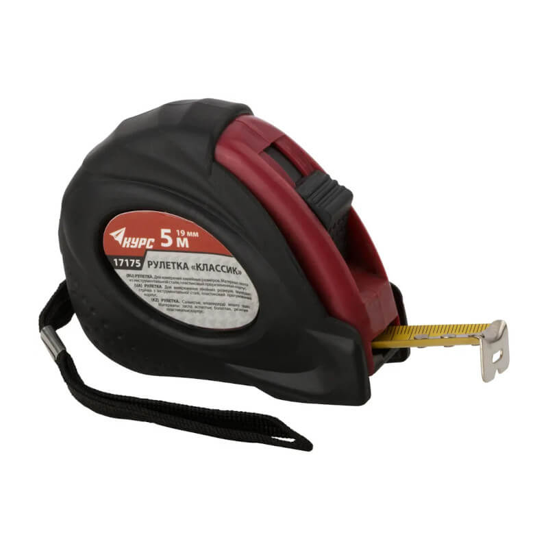 Рулетка прорезиненный корпус "Классик" 5 м x 19 мм обрезиненный ABS пластик. противоударн.корпусFIT Рулетка прорезиненный корпус "Классик" 5 м x 19 мм обрезиненный ABS пластик. противоударн.корпусFIT
