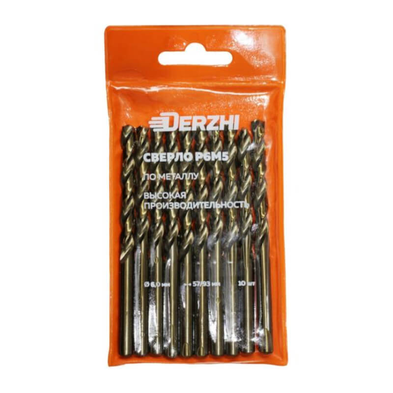 Сверло DERZHI п/мет Р6М5 6,0мм (10/50) Сверло DERZHI п/мет Р6М5 6,0мм (10/50)