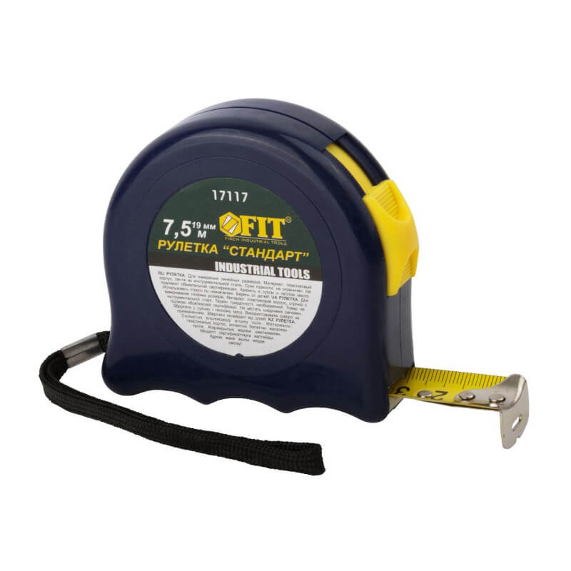 Рулетка синяя Стандарт 7,5 м (19 мм) FIT Рулетка синяя Стандарт 7,5 м (19 мм) FIT