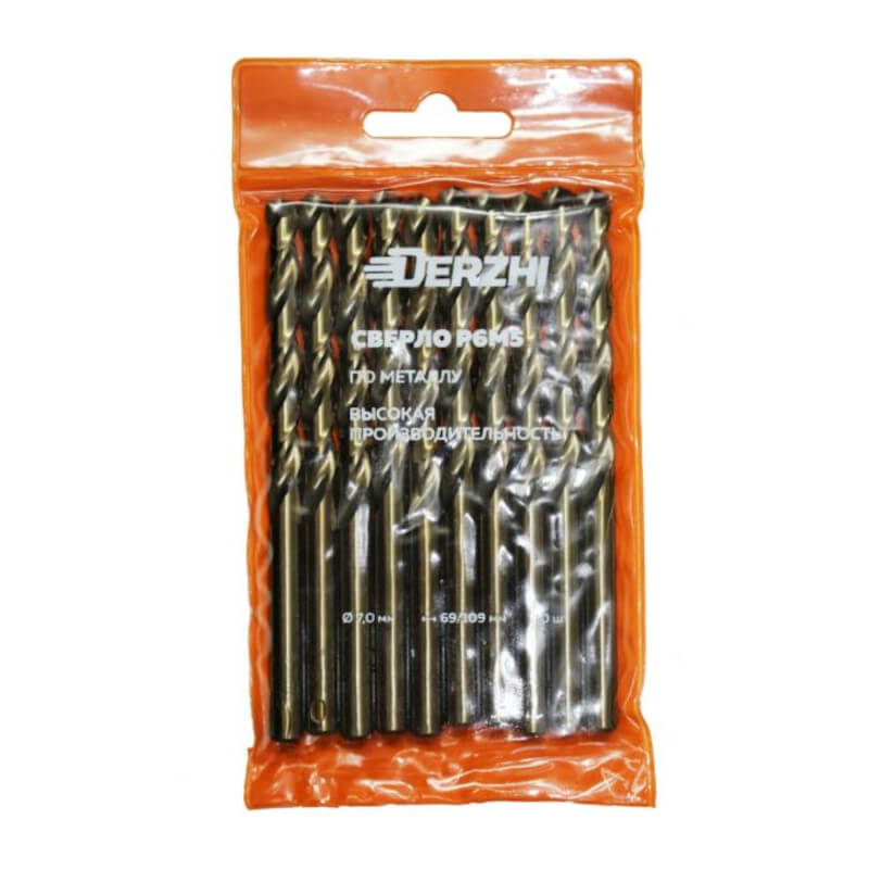 Сверло DERZHI п/мет Р6М5 7,0мм (10/50) Сверло DERZHI п/мет Р6М5 7,0мм (10/50)