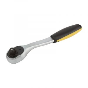 Вороток (трещотка) FIT crv, черно-желтая прорезиненная ручка, Профи 1/2", 72 зубца