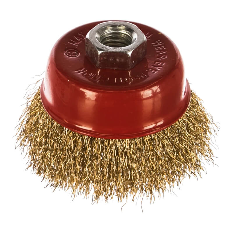 Корщетка-чашка, гайка М14, стальная латунированная волнистая проволока 75 ммFIT Корщетка-чашка, гайка М14, стальная латунированная волнистая проволока 75 ммFIT