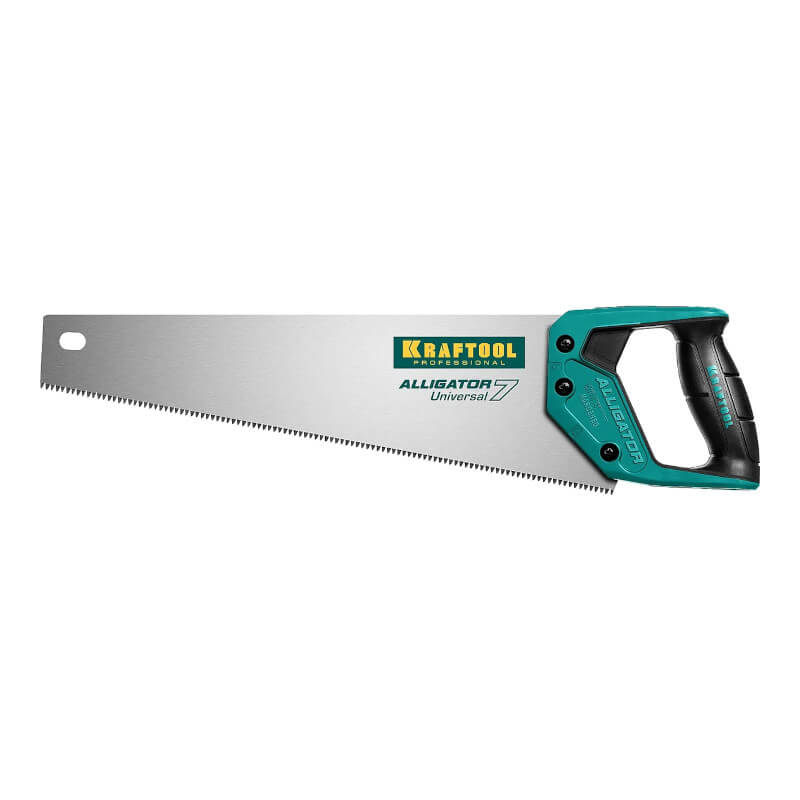 Ножовка KRAFTOOL Alligator Universal 7 универсальная, 400 мм, 7 TPI, 3D зуб Ножовка KRAFTOOL Alligator Universal 7 универсальная, 400 мм, 7 TPI, 3D зуб