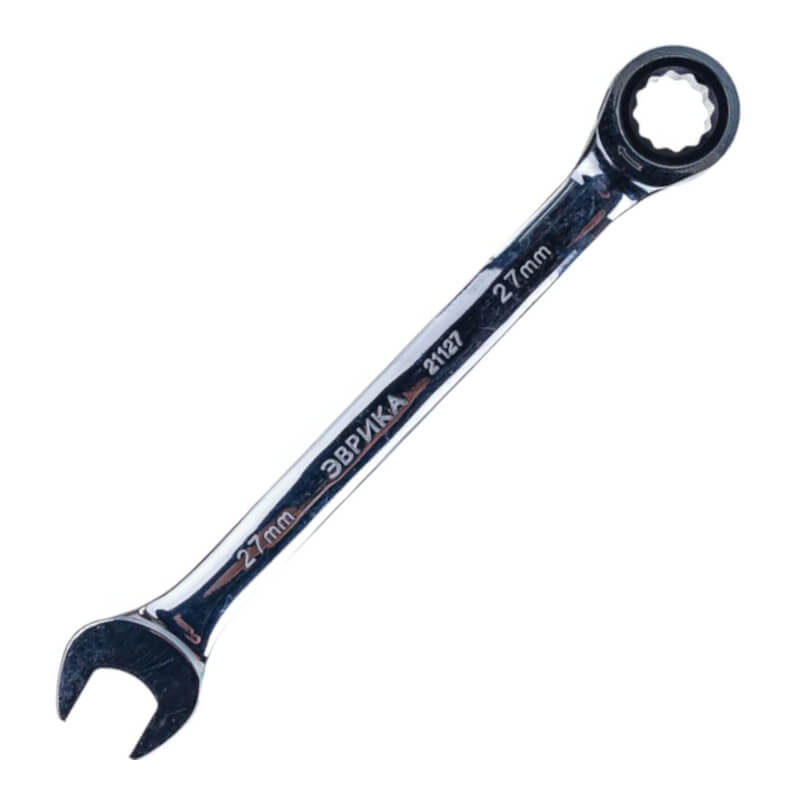 Комбинированный трещоточный ключ ЭВРИКА 27мм на держателе ER-21127H Комбинированный трещоточный ключ ЭВРИКА 27мм на держателе ER-21127H