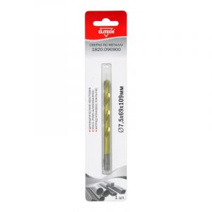 Сверло ELITECH по металлу HSS-G+TiN 7.5*69*109мм 1820.096900