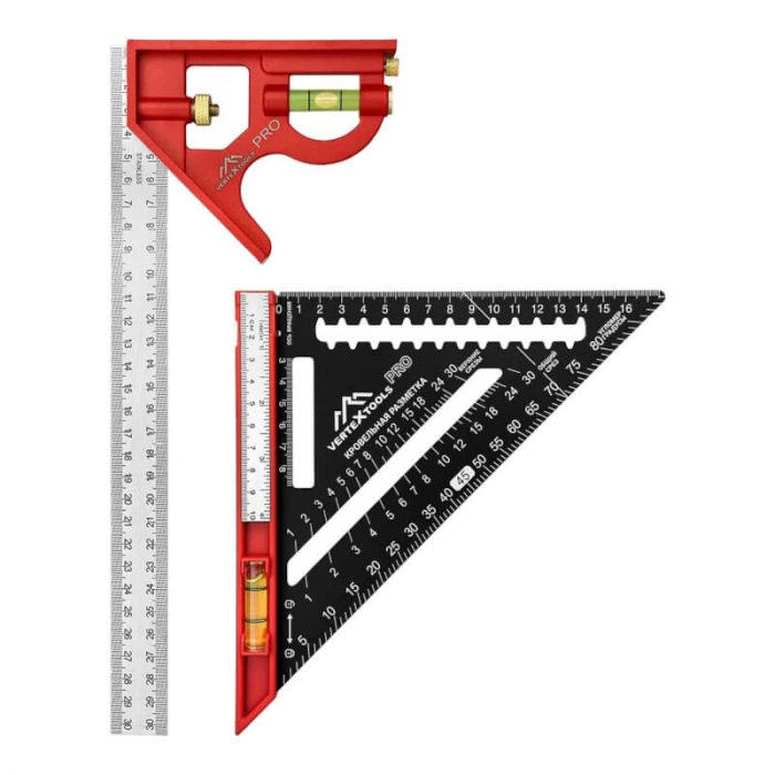 Набор угольников для столярных работ vertextools Profi 2 предмета 3046-8
