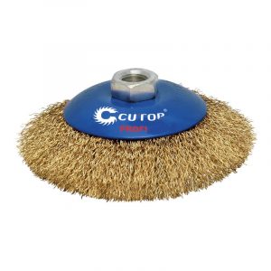Щетка для УШМ Cutop Profi, М14, тип "Тарелка", латунированная витая проволока 0,3 мм, 125 мv
