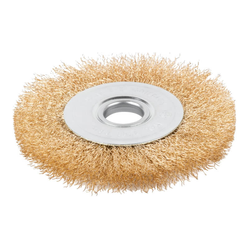 Щетка для УШМ Сutop, посадка 22,2 мм, тип "Плоская", латунированная витая проволока 0,3 мм, 125 мм, Щетка для УШМ Сutop, посадка 22,2 мм, тип "Плоская", латунированная витая проволока 0,3 мм, 125 мм,