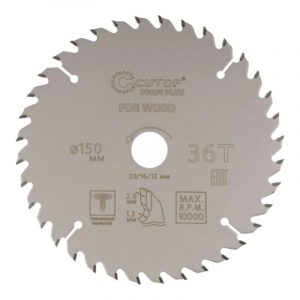 Диск пильный по дереву с тефлоновым покрытием 36Т, cutop profi plus, 150 х 1,3/2,0 х 20/16/12 мм