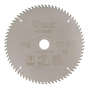 Диск пильный по дереву с тефлоновым покрытием 72Т, cutop profi plus, 255 х 1,8/2,6 х 32/30/25,4/20 м