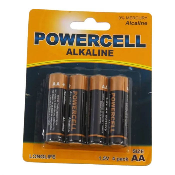 Батарейка щелочная, 1.5 В, тип АА, 4 шт. POWERCELL
