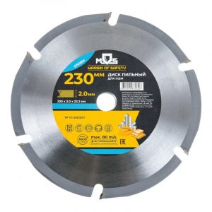 Диск пильный по дереву, посадочный диаметр 22,2 мм, 6 зубьев с карбидными вставками, 230 мм FIT