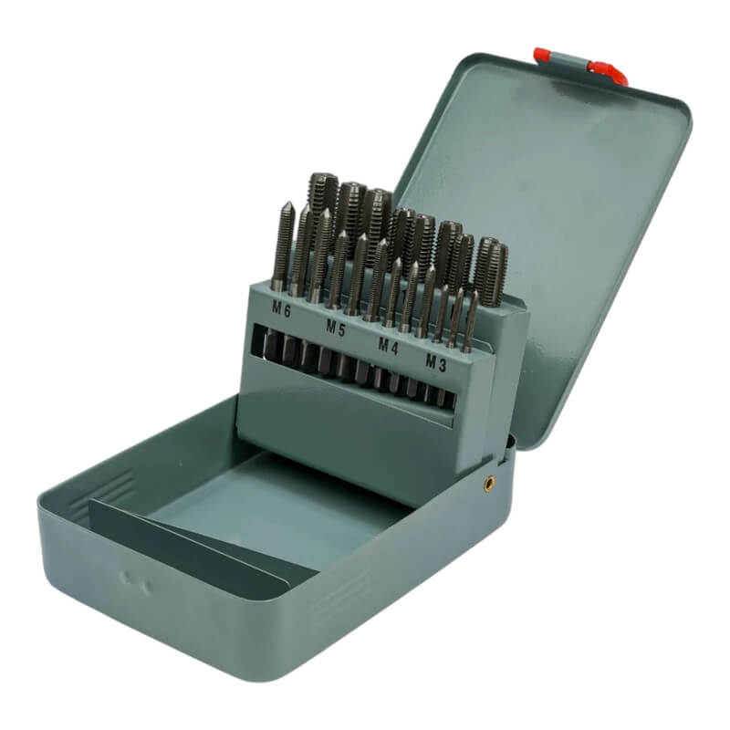 Метчики, легированная сталь Профи 21 шт. М3-М12, металлический кейс Метчики, легированная сталь Профи 21 шт. М3-М12, металлический кейс
