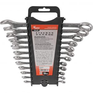 Ключи комбинированные в пластиковом держателе "Стандарт" 12шт (6-22 мм) FIT