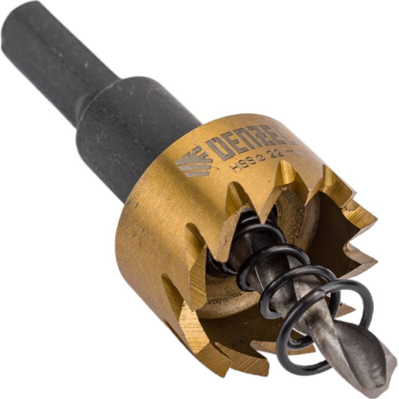 Коронка по металлу HSS, 63 мм, нитридтитановое покрытие Denzel Коронка по металлу HSS, 63 мм, нитридтитановое покрытие Denzel