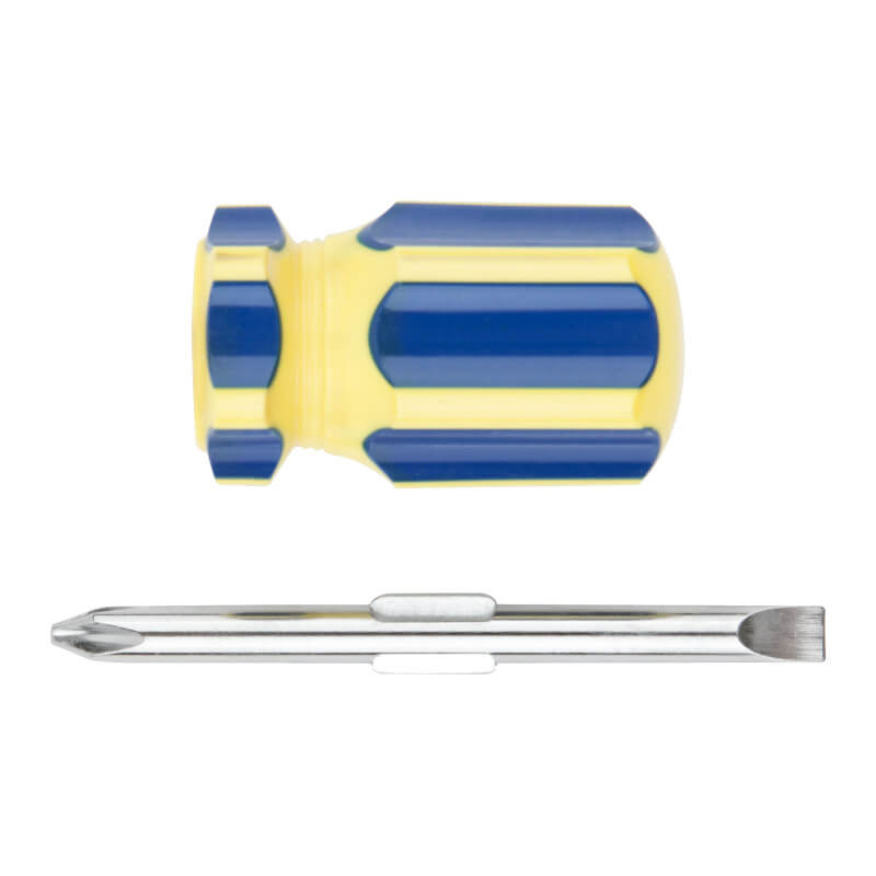 Отвертка с переставным жалом CrV коротыш, сине-желтая ручка 6x32мм FIT Отвертка с переставным жалом CrV коротыш, сине-желтая ручка 6x32мм FIT