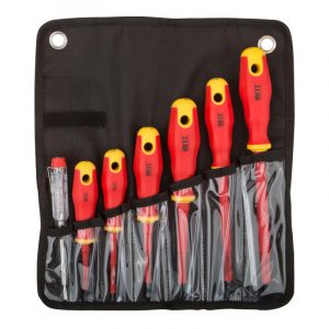 Отвертки изолир.CrV, 1000 В,в нейл.конв., с прорез.ручкой, набор 6 шт.+ 1 шт.индик FIT