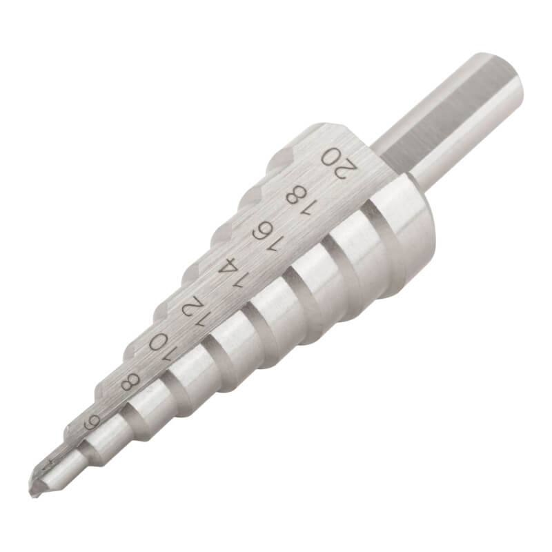 Сверло ступенчатое HSS по металлу, 9 ступеней, 4-20 мм FIT Сверло ступенчатое HSS по металлу, 9 ступеней, 4-20 мм FIT