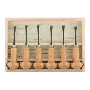 Стамески-резцы crv по дереву, деревянные ручки, Профи, 6 шт., деревянный кейс FIT 43400