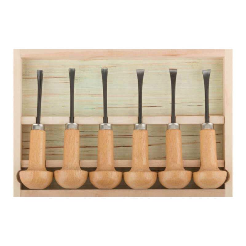 Стамески-резцы crv по дереву, деревянные ручки, Профи, 6 шт., деревянный кейс FIT 43400 Стамески-резцы crv по дереву, деревянные ручки, Профи, 6 шт., деревянный кейс FIT 43400