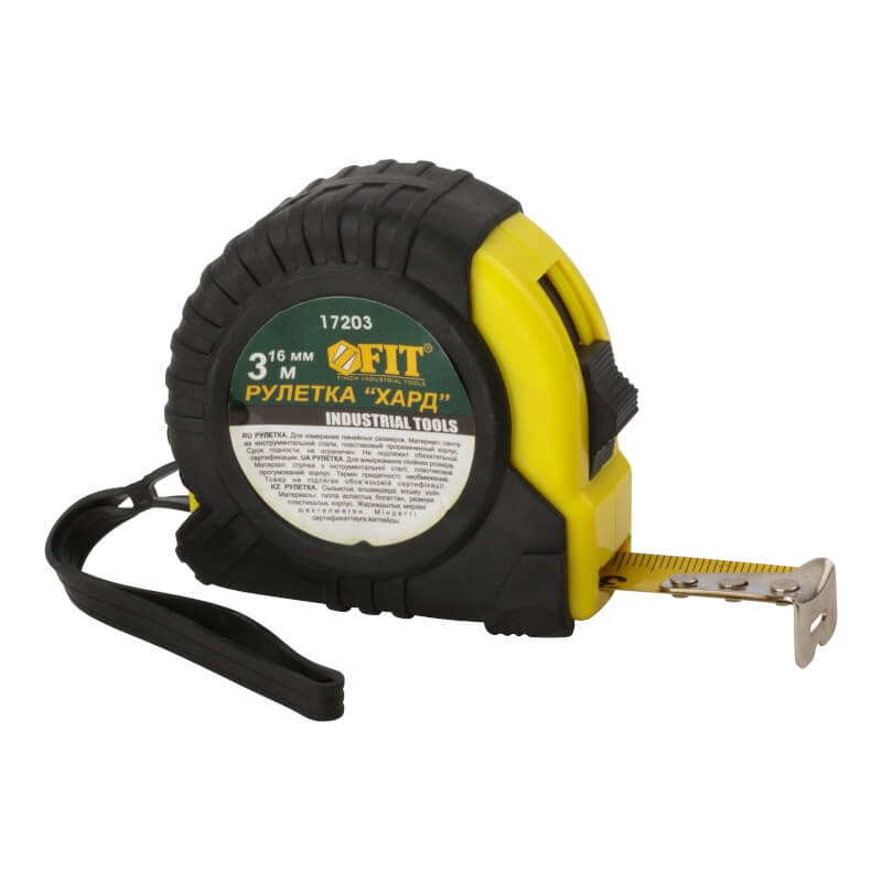 Рулетка FIT прорезиненный корпус Хард 3м (16мм) Рулетка FIT прорезиненный корпус Хард 3м (16мм)