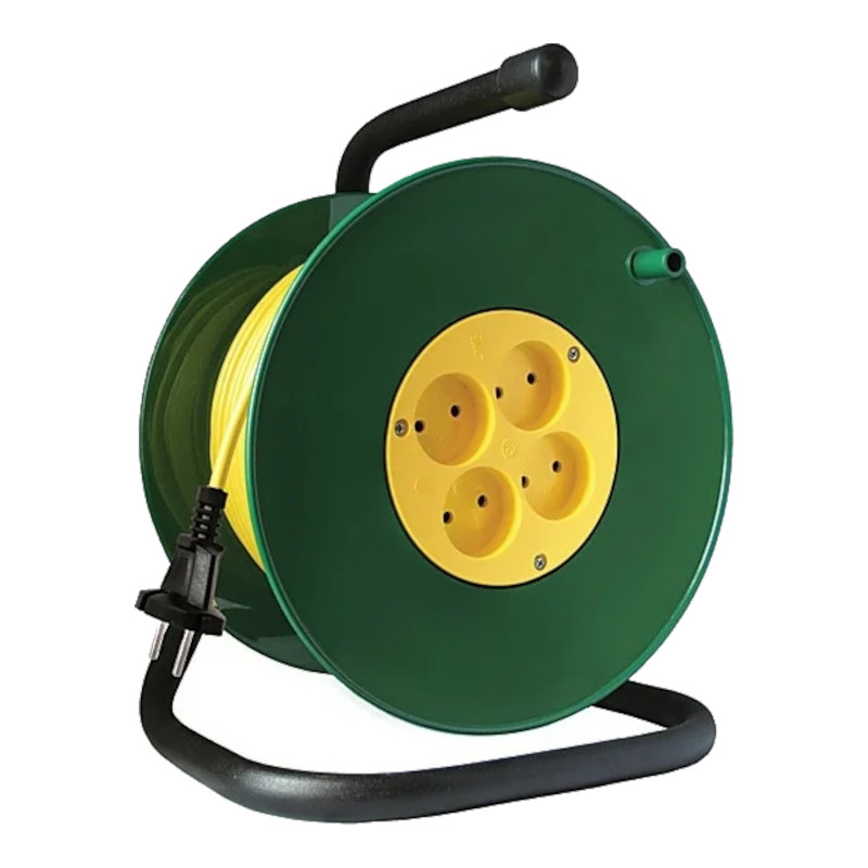 Удлинитель силовой на катушке, 4 гнезда, без заземления, "СОЮЗ" ПВС (2х2,5 мм) 4000 Вт, 20 мFIT Удлинитель силовой на катушке, 4 гнезда, без заземления, "СОЮЗ" ПВС (2х2,5 мм) 4000 Вт, 20 мFIT