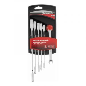 Набор ключей комбинированных, трещоточный шарнирных 6 шт Matrix