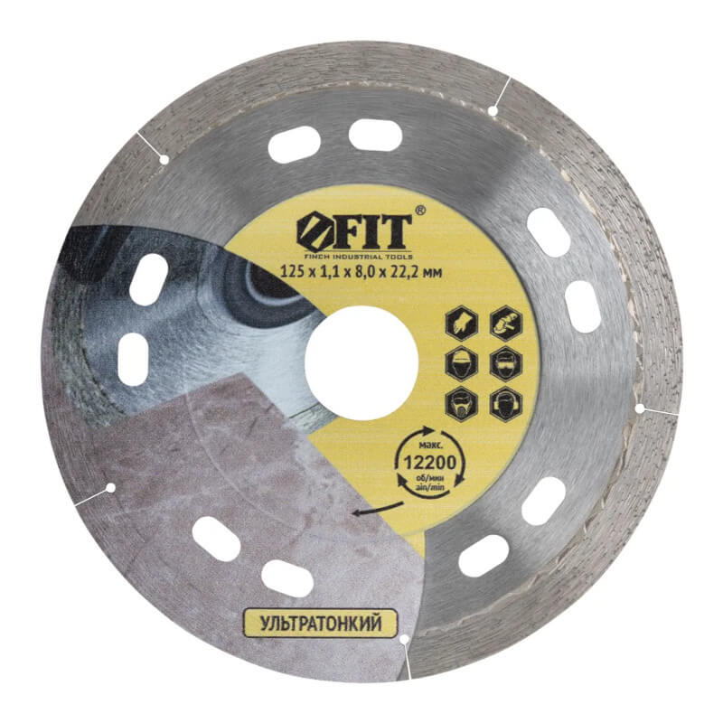 Диск отрезной алмазный тонкий Профи (сухая и влажная резка), для кафеля и керамогранита, 125х1,1х8,0 Диск отрезной алмазный тонкий Профи (сухая и влажная резка), для кафеля и керамогранита, 125х1,1х8,0