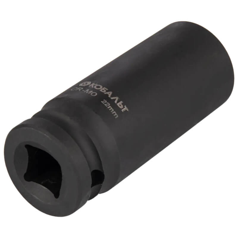 Головка торцевая глубокая ударная КОБАЛЬТ 1/2" 22мм Cr-Mo(1шт) подвес 642-333 Головка торцевая глубокая ударная КОБАЛЬТ 1/2" 22мм Cr-Mo(1шт) подвес 642-333