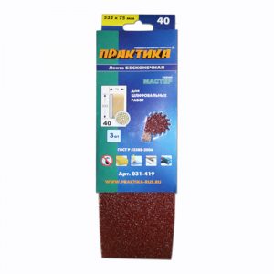 Лента шлифовальная (3 шт; 75х533 мм; P40) ПРАКТИКА 031-419