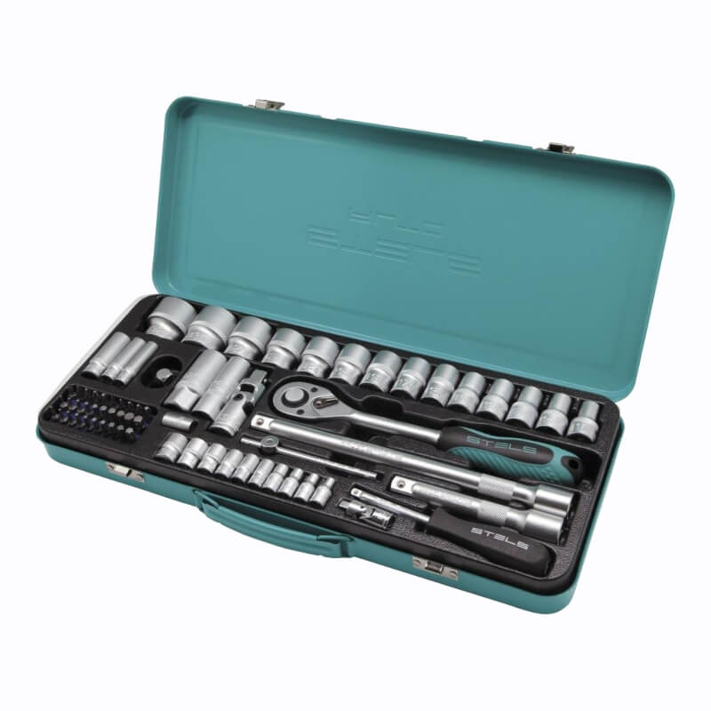Набор торцевых головок с трещоткой, 1/2 и 1/4, (10-32 мм) 69 предметов Stels Набор торцевых головок с трещоткой, 1/2 и 1/4, (10-32 мм) 69 предметов Stels