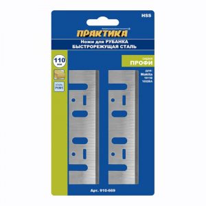 Нож для рубанка ПРАКТИКА 110 мм х 29 х 3 мм, быстрорежущая сталь, (2 шт), для Makita 1911 910-669