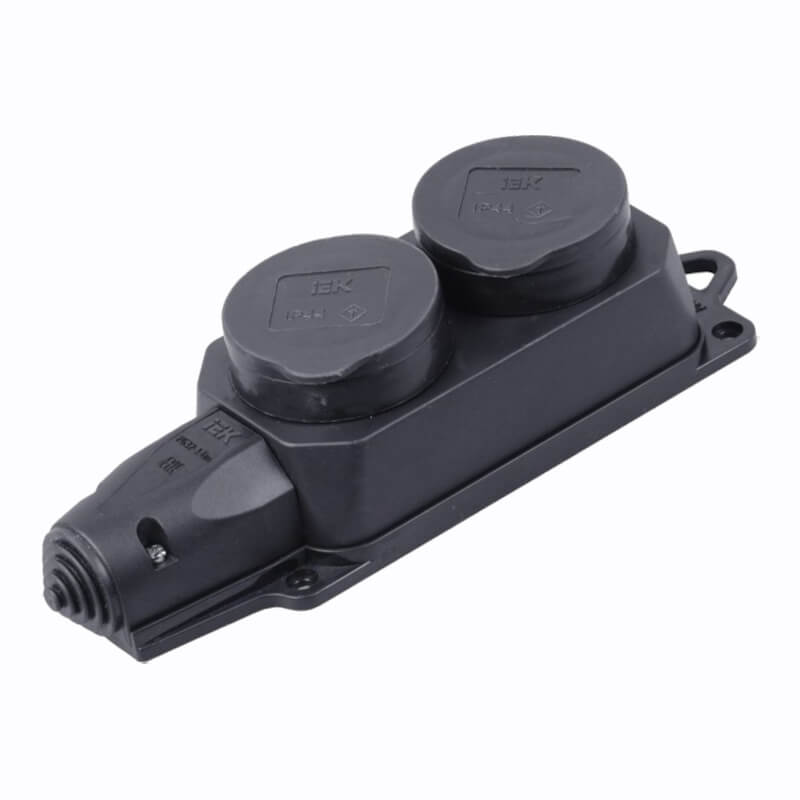 Колодка 2 пост. 2Р+Е 16А IP44 каучуковая с з/к черная IEK (1/10/60) PKR62-016-2-K02 Колодка 2 пост. 2Р+Е 16А IP44 каучуковая с з/к черная IEK (1/10/60) PKR62-016-2-K02