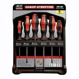 Набор отверток на крепежной планке AVS OS-6P (6 предметов)